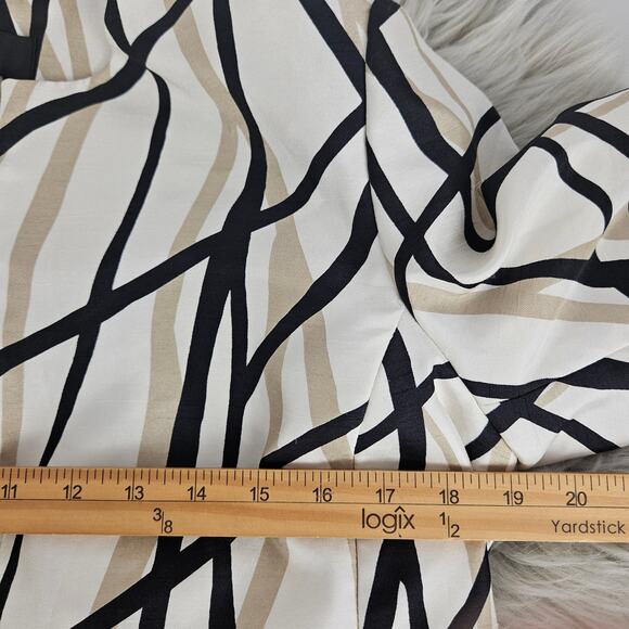 Kasper Petite 6P 2-Piece Blazer Jacket Sleeveless Top Set Beige Black Abstract - Picture 16 of 16